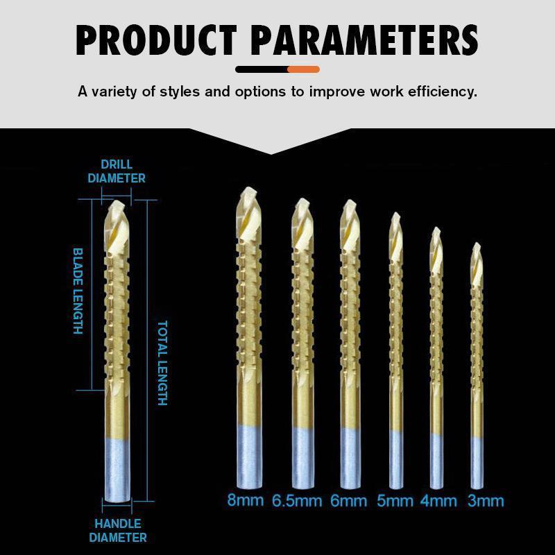 Titanio Punte Elicoidali Set  (6 PZ)