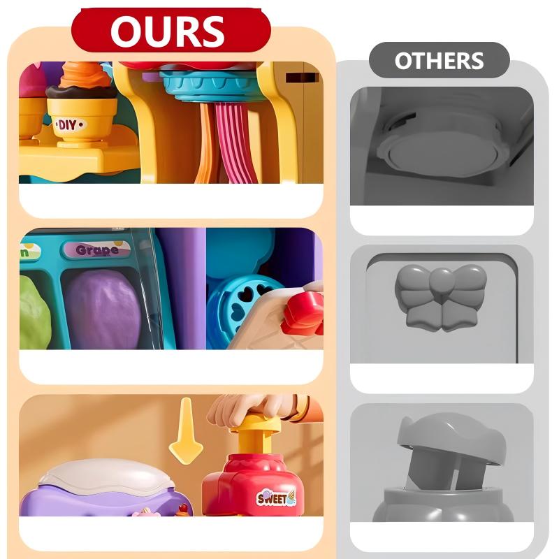 🎄Saldi natalizi 50% di sconto🍦✨【Set fai da te di pasta modellabile per gelato per bambini】✨ - Kit creativo di pasta modellabile per giochi di ruolo e abilità sensoriali dei bambini, regalo ideale!🎁