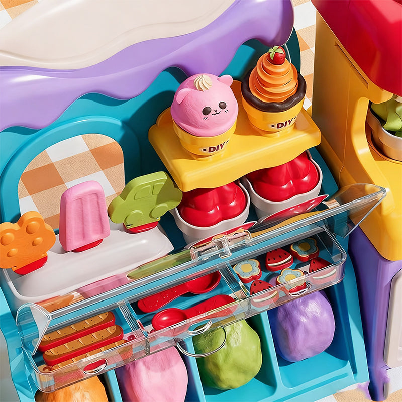 🎄Saldi natalizi 50% di sconto🍦✨【Set fai da te di pasta modellabile per gelato per bambini】✨ - Kit creativo di pasta modellabile per giochi di ruolo e abilità sensoriali dei bambini, regalo ideale!🎁