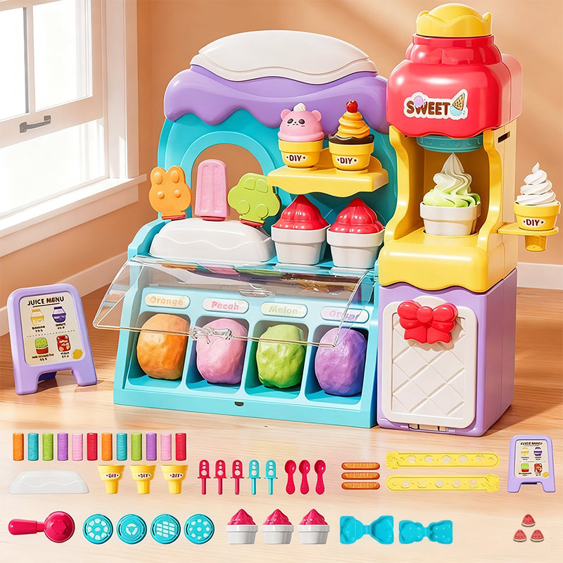 🎄Saldi natalizi 50% di sconto🍦✨【Set fai da te di pasta modellabile per gelato per bambini】✨ - Kit creativo di pasta modellabile per giochi di ruolo e abilità sensoriali dei bambini, regalo ideale!🎁