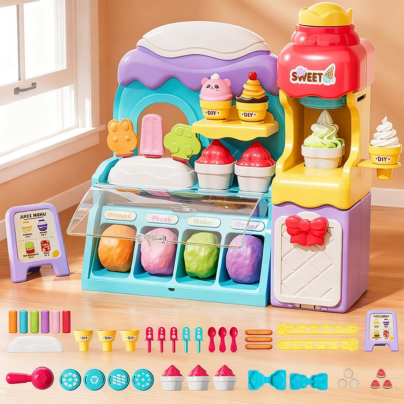 🎄Saldi natalizi 50% di sconto🍦✨【Set fai da te di pasta modellabile per gelato per bambini】✨ - Kit creativo di pasta modellabile per giochi di ruolo e abilità sensoriali dei bambini, regalo ideale!🎁
