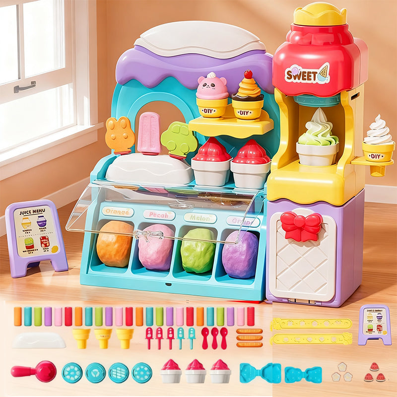 🎄Saldi natalizi 50% di sconto🍦✨【Set fai da te di pasta modellabile per gelato per bambini】✨ - Kit creativo di pasta modellabile per giochi di ruolo e abilità sensoriali dei bambini, regalo ideale!🎁