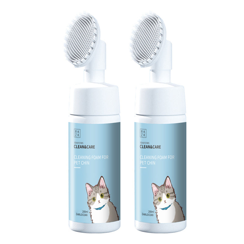 Espuma limpiadora para mentón de mascotas sin enjuague con cepillo de silicona