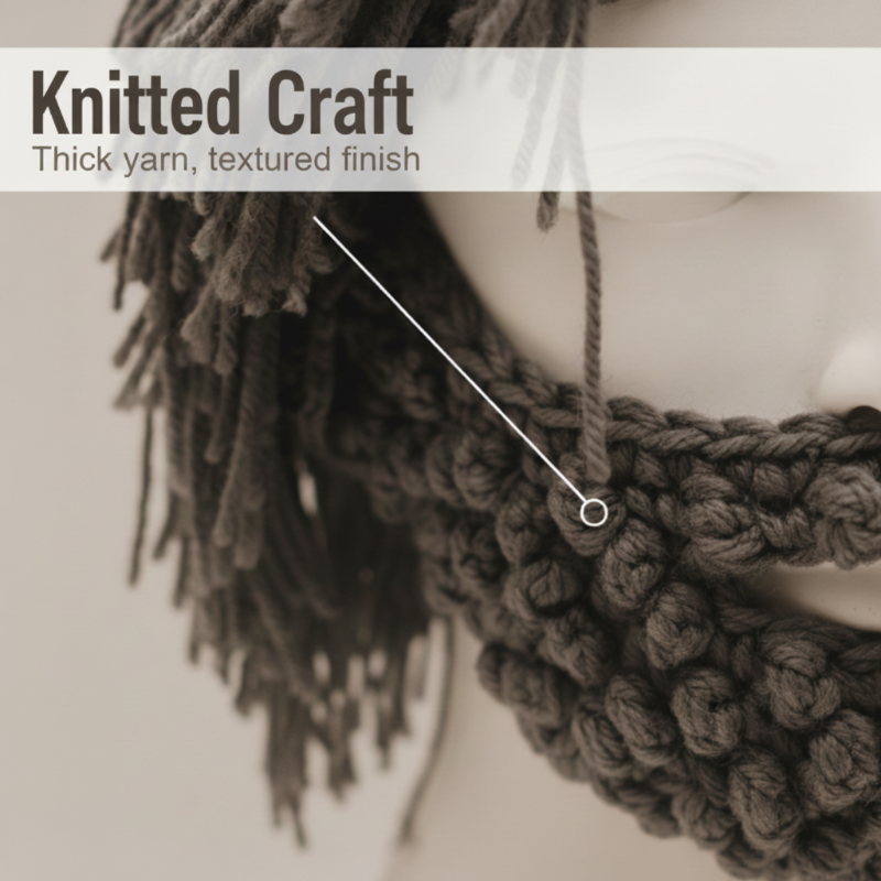 Cappello in maglia con parrucca e barba