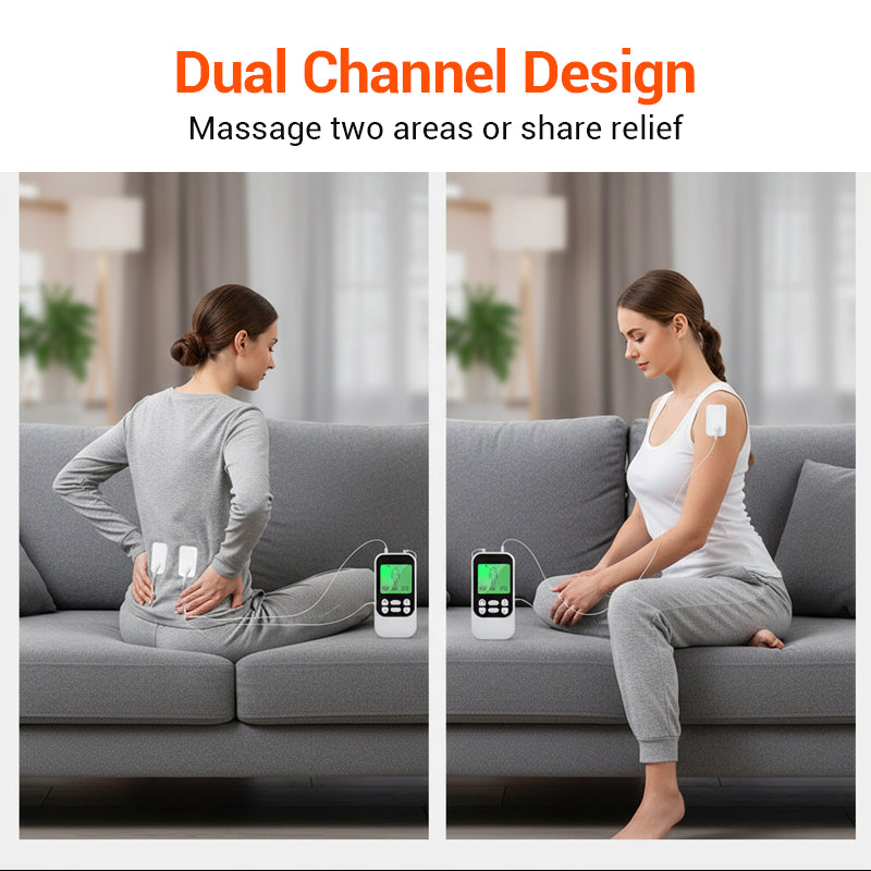 🎉💆‍♂️50% de réduction ! Stimulateur musculaire TENS portable à double canal – 10 modes, 30 intensités, soulagement ciblé de la douleur partout où vous êtes