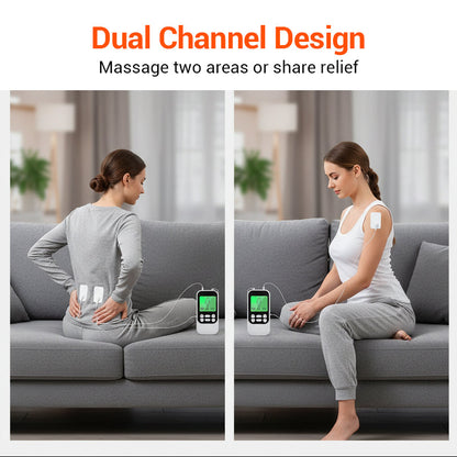 🎉💆‍♂️50% de réduction ! Stimulateur musculaire TENS portable à double canal – 10 modes, 30 intensités, soulagement ciblé de la douleur partout où vous êtes