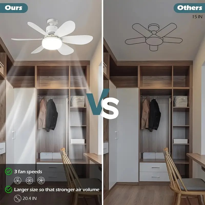 💨 50% DE RÉDUCTION! 💡 Ventilateur de Plafond Portable 2-en-1 avec Télécommande – Compact, Réglable & Idéal Pour La Chambre, Le Bureau & Les Voyages 🏠