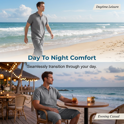 Ensemble chemise et pantalon décontracté en lin pour homme