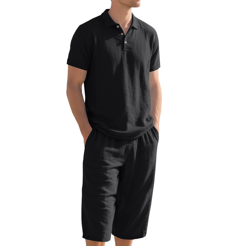 Ensemble chemise et pantalon décontracté en lin pour homme