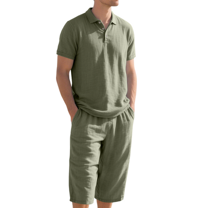 Ensemble chemise et pantalon décontracté en lin pour homme