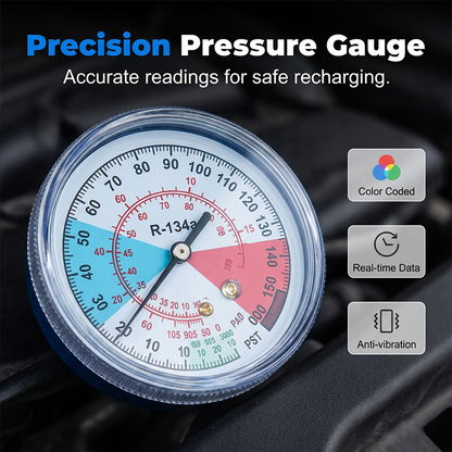 ⚙️Tuyau de remplissage de réfrigérant R134a pour climatisation avec manomètre🚗