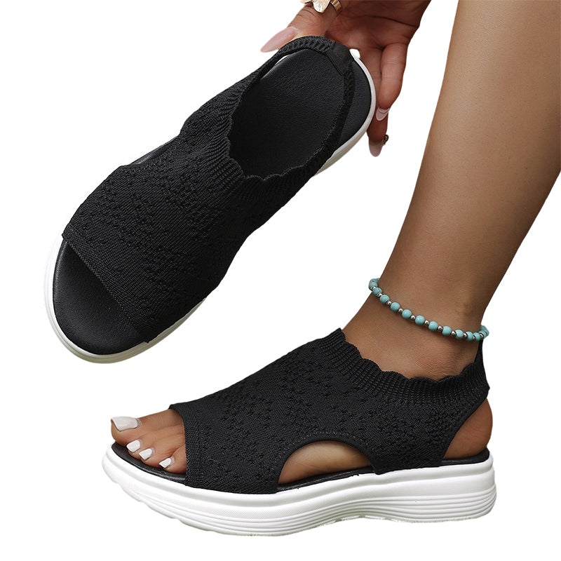 👡 Sandales compensées en maille respirante pour femmes – légères et confortables