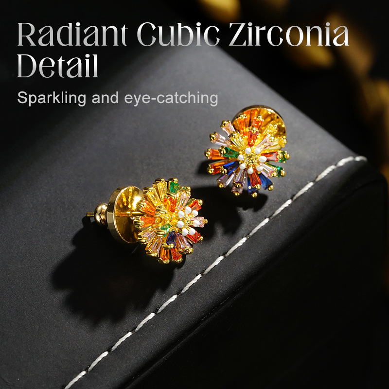 🎆PROMO LIMITÉE 50%💎Ensemble Bijoux Feu d'Artifice – Boucles d'Oreilles & Collier, Zirconium Cubique, Plaqué 18K, Cuivre Durable, Parfait pour Soirées & Cadeaux✨