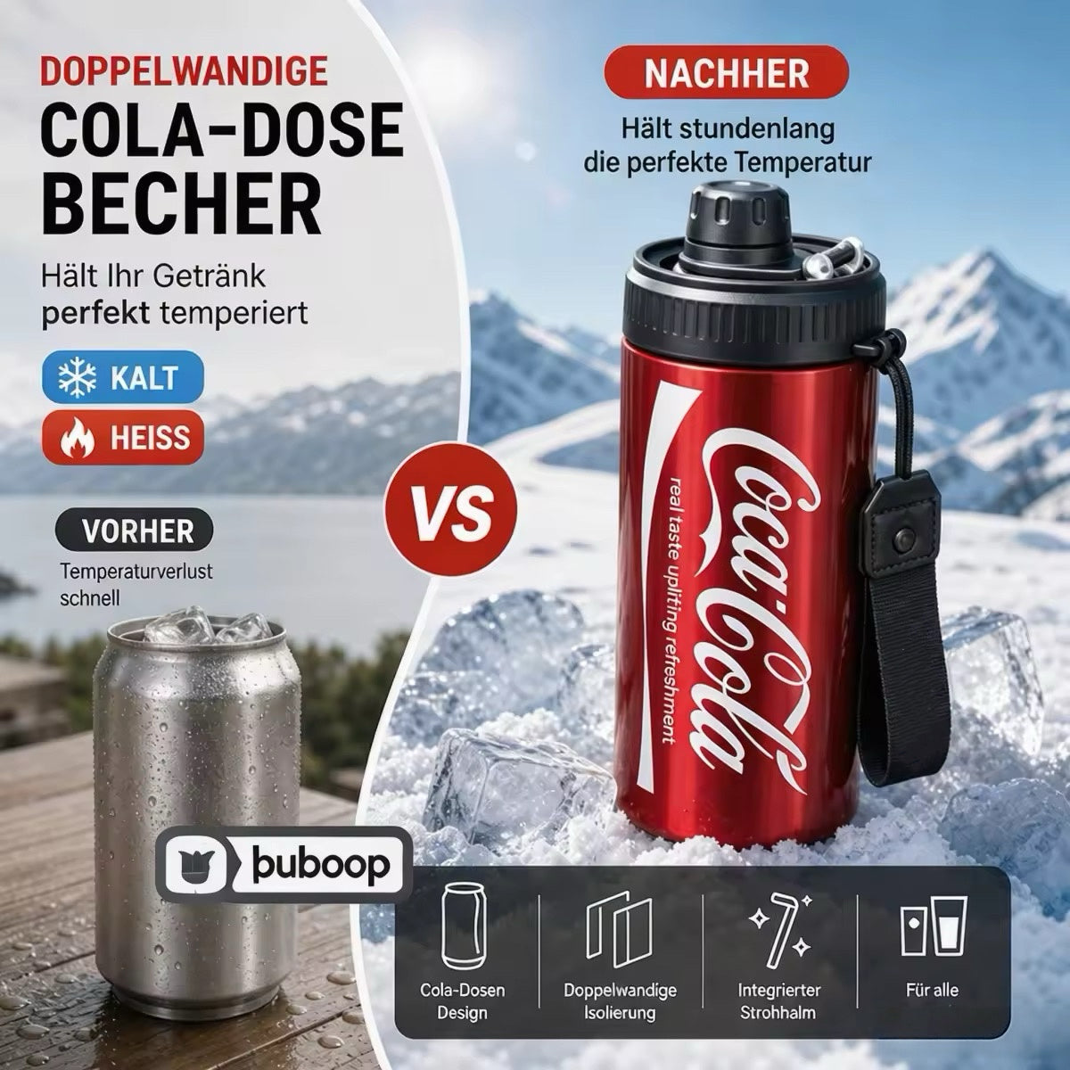 🎉 50% DE RÉDUCTION ! 🥤 Mug isotherme à double paroi en acier inoxydable en forme de canette de cola