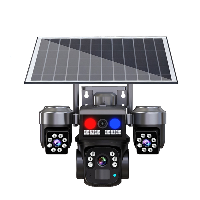 🔋 -50 % – Caméra de Surveillance Solaire Sans Fil – 3 Objectifs, 3 Images Simultanées, Vision Nocturne, IP66 – Idéale pour Maison, Cour & Terrain ☀️