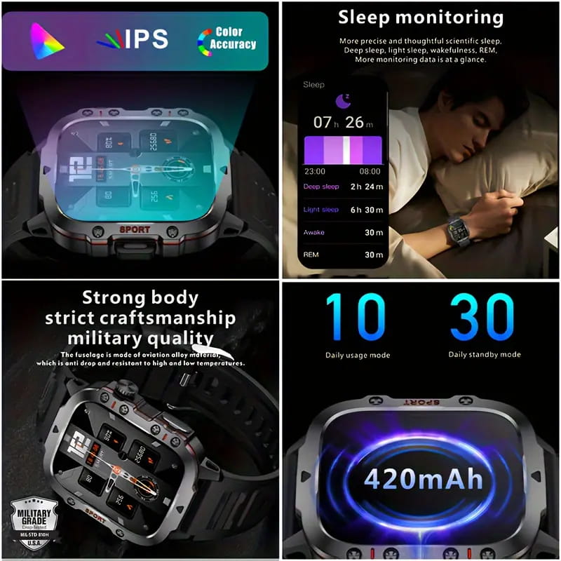 ⌚ 50% DE RÉDUCTION! 🏞️ Montre Intelligente Robuste Extérieur – 100+ modes sportifs, étanche & alliage aluminium – Parfaite pour l'aventure et le quotidien actif 💪