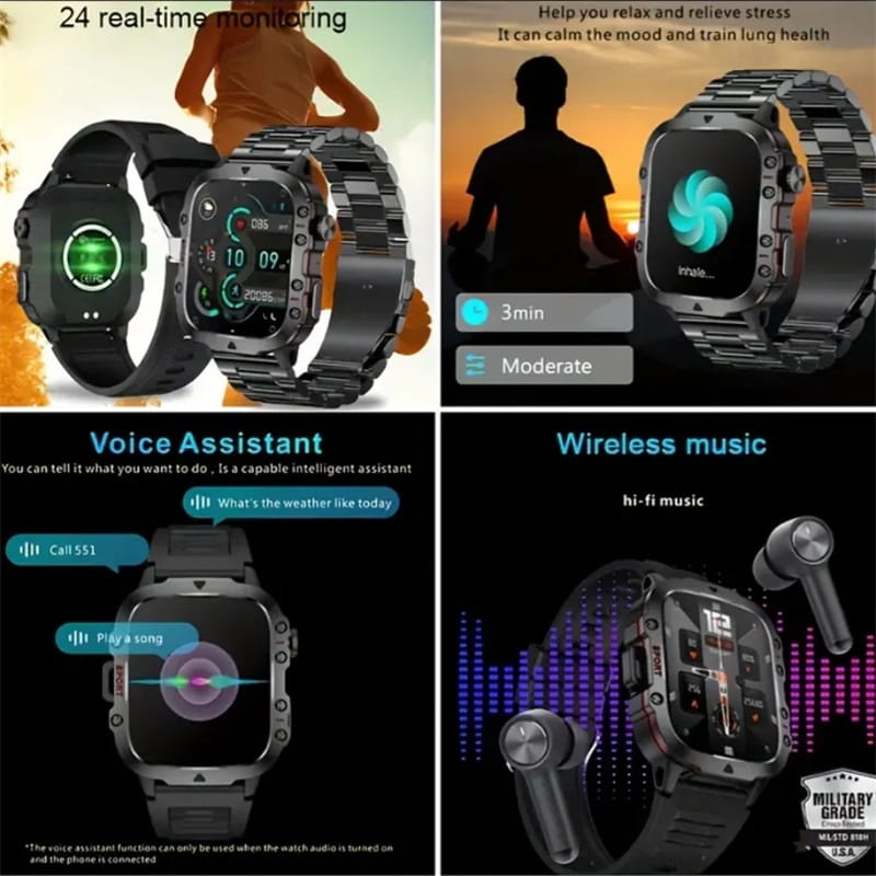 ⌚ 50% DE RÉDUCTION! 🏞️ Montre Intelligente Robuste Extérieur – 100+ modes sportifs, étanche & alliage aluminium – Parfaite pour l'aventure et le quotidien actif 💪