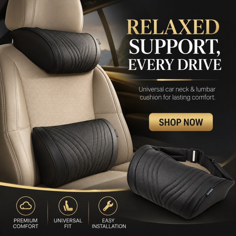 🚗Ensemble appui‑tête et coussin lombaire haut de gamme 💆Soutien ergonomique, confort pour longs trajets auto 💺