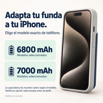 🔋✨ Funda con power bank 2 en 1 para iPhone ¡Di adiós a la ansiedad por la batería descargada! 🚫 6800mAh, carga PD de 20W, delgada, protege y carga al mismo tiempo 📱